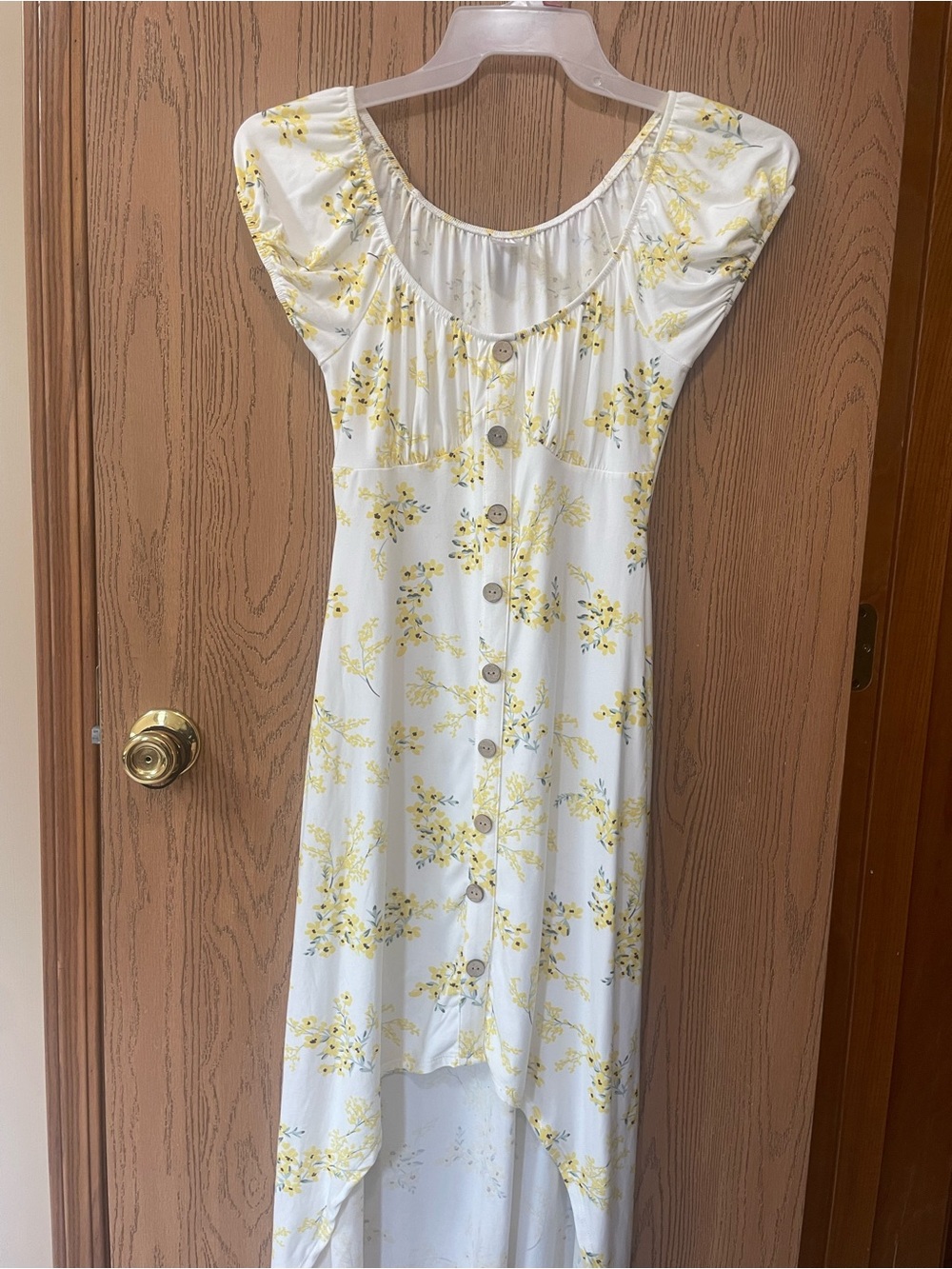 No Boundaries White Dress with Yellow Floral Print